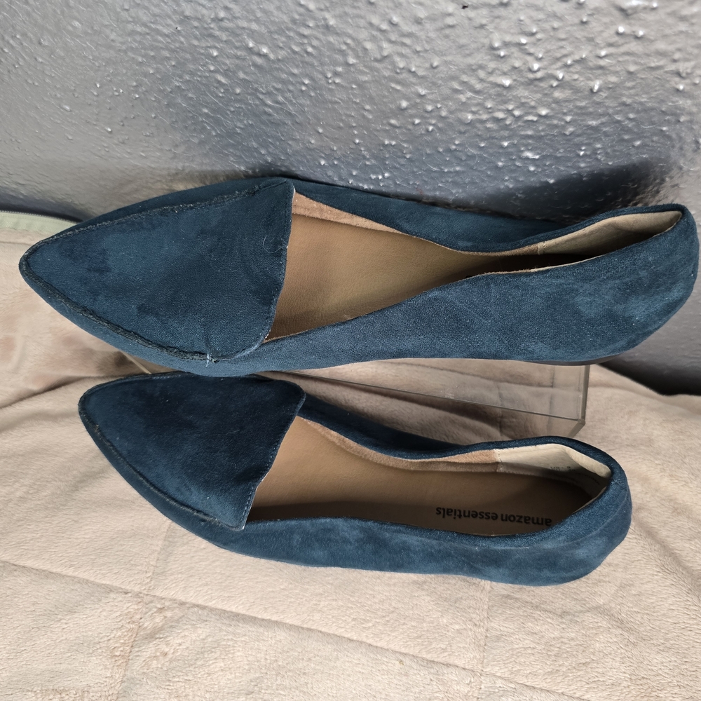 Amazon Essentials Women's Teal Suede Loafers